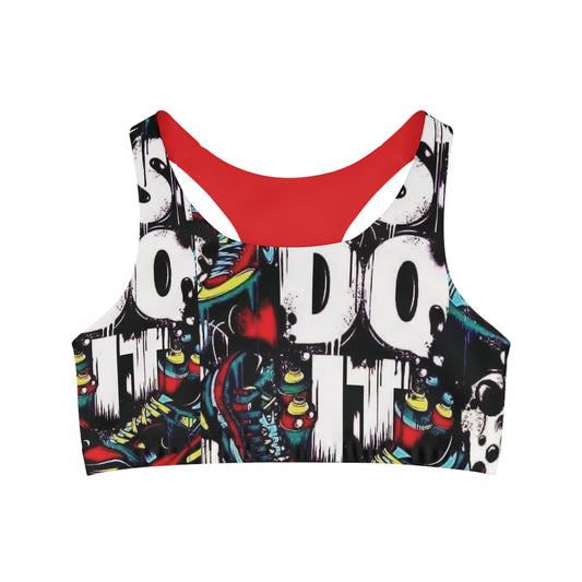 “Do It” sports bra – The energy of street art for your sports sessions.